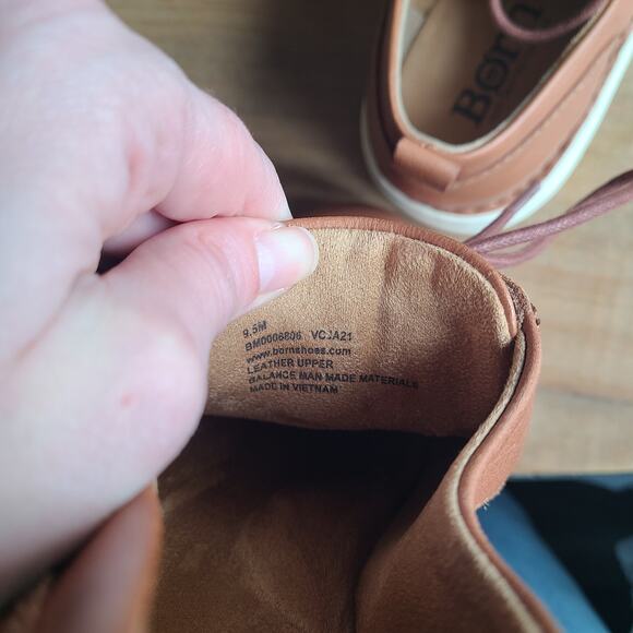 BORN Mens Size 9.5 M Todd Cognac Tan Brown Leather Sneaker Tie Up Derby Shoe NEW - Picture 6 of 8